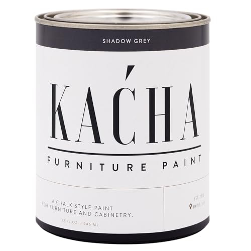 Kacha Furniture Paint | Grey Chalk Style Paint for Furniture, Cabinets, and Crafts | Quart - 32 oz | Shadow Grey | Low VOC | Matte | (Topcoat Required) - color: Shadow Grey, size: 32 Fl Oz (Pack of 1)