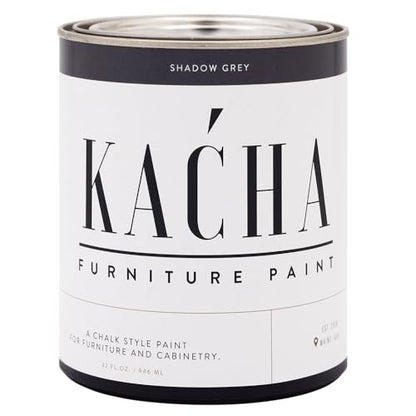 Kacha Furniture Paint | Grey Chalk Style Paint for Furniture, Cabinets, and Crafts | Quart - 32 oz | Shadow Grey | Low VOC | Matte | (Topcoat Required) - color: Shadow Grey, size: 32 Fl Oz (Pack of 1)
