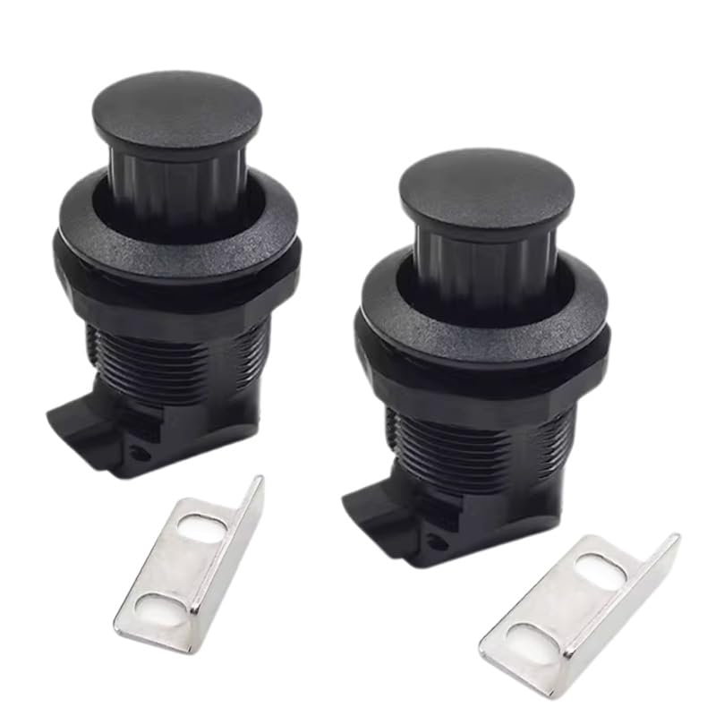 2Pcs Push Button Latch, Push to Close Latches for Perpendicular Door Configurations Latches - Push-to-Close Latches - Knob Stores Flush (Black) - color: Black
