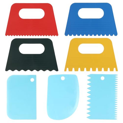 7Pcs Plastic Thickened Scraper, 4 Colors Oil Painting Palette Knife