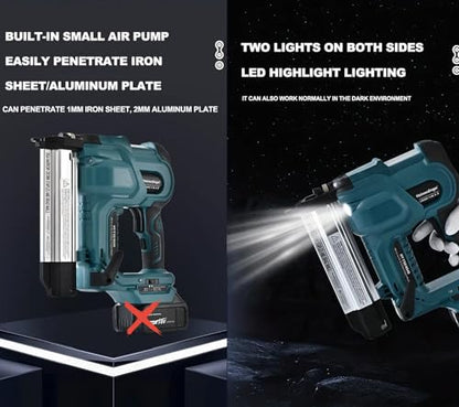 2-in-1 Brad Nailer & Stapler for Makita 18V Battery, 18GA Cordless Nail Gun