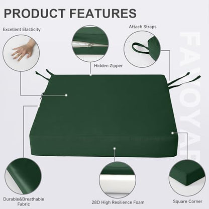 Favoyard Patio Chair Cushions 18.5 x 16 x 3 Inch Waterproof Outdoor Seat - color: Green, size: 18.5 x 16 x 3 In
