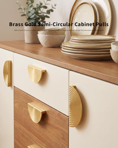 BaiNong 4 Pack Gold Drawer Pulls 4" Cabinet Handles Traditional Retro - color: 4Pack-4inch Semicircle
