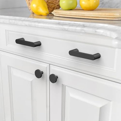 Amerdeco 10 Pack ZH0005MB Matte Black 3.75 Inch(96mm) Hole Centers Kitchen Cabinet Pulls Hardware Modern Kitchen Handles for Cabinets Cupboard Handles Drawer Pulls - color: Matte Black, size: 3.75" hole center