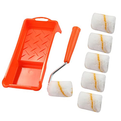 2" Fine Finish Paint Roller Kit Mini Roller with Tray for Trim