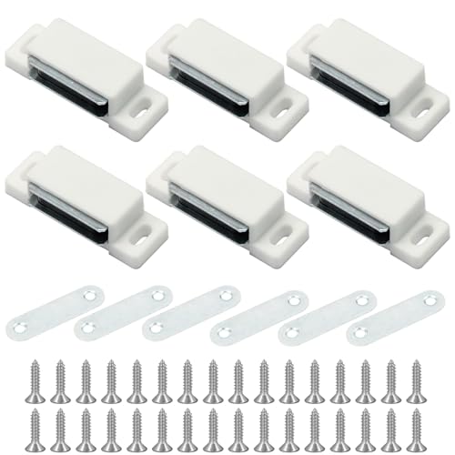 6Pcs Magnetic Door Catch Cabinet Magnets, White - color: White, 6Pcs