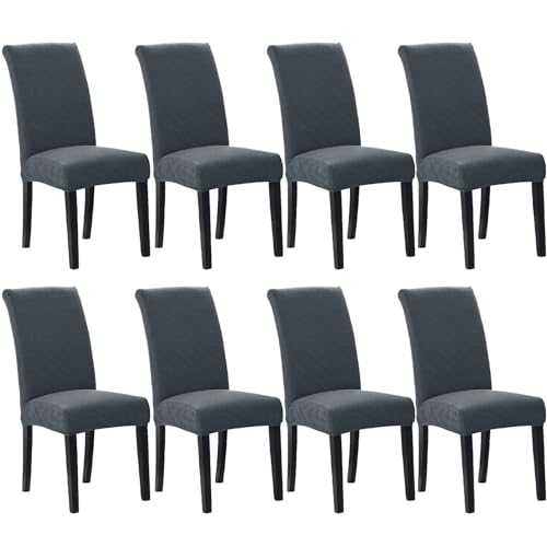 Stretch Chair Covers for Dining Room Set of 8, Removable Washable Dining Room Chair Covers, Dining Chair Slipcovers Seat Protector, Great Decor for Home and Banquet (Gray, 8 Pack) - color: Grey, size: 8 pack
