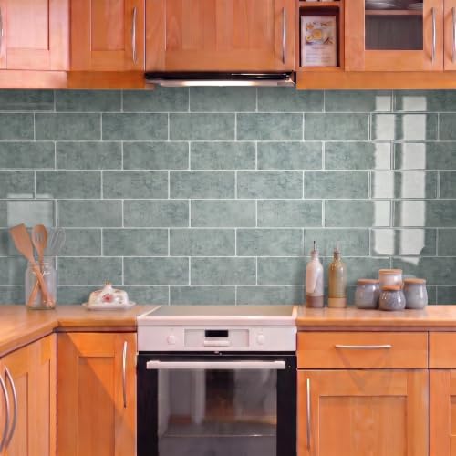 Thicker Design Peel and Stick Backsplash Tile，Self Adhesive Wall Tiles for Kitchen & Bathroom (10 Sheets, Cyan Blue) - color: Cyan Blue