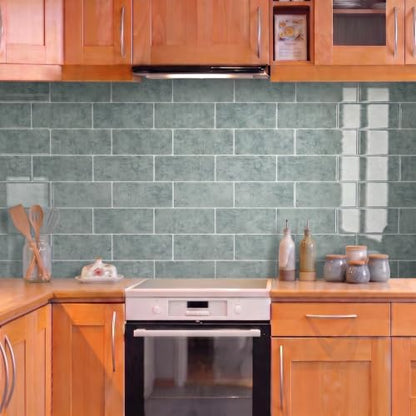 Thicker Design Peel and Stick Backsplash Tile，Self Adhesive Wall Tiles for Kitchen & Bathroom (10 Sheets, Cyan Blue) - color: Cyan Blue