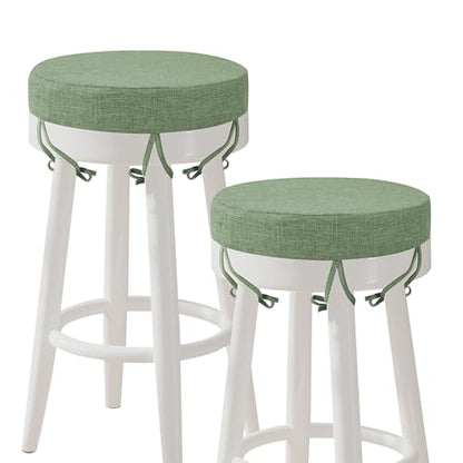 AddGrace Round Bar Stool Cushions with Ties Set of 2 Non Slip Seat Cushions 12x12 Inch Washable Chair Pads Removable Washable Cover Grayish Green - color: Grayish Green