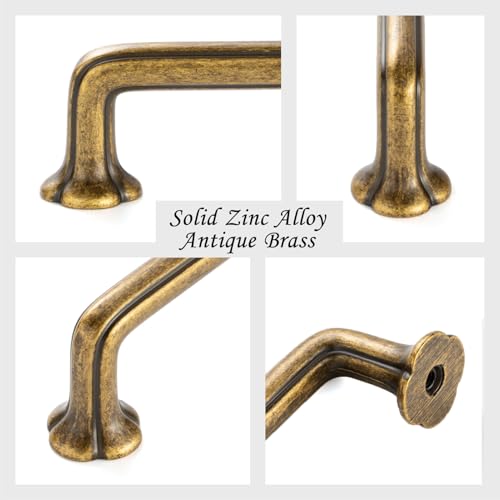 3-3/4 Inch Antique Brass Cabinet Pulls Drawer Handles 10 Pack P2502 - color: Antique Brass, size: 3-3/4 Inch Hole Centers