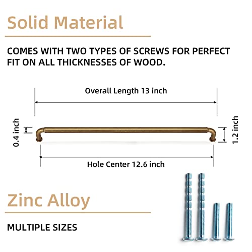 Goo-Ki 6 Pack 12-3/5 Inch （320mm） Hole Center Cabinet Pulls Antique Brass Zinc Alloy Kitchen Drawer Pulls Drawer Handles 13.05 Inch Length 2201-GT-320 - color: Antique Brass, size: 12-3/5 inch Hole Centers