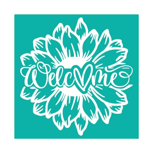 JAJADO Self Adhesive Silk Screen Stencils - Farmhouse Family Welcome Home Screen Print Mesh Stencils - Flower Reusable Craft Stencils for Painting on Wood Sign/Porch Sign/T-Shirt/Cup/Mug/Glass - color: Welcome Flower