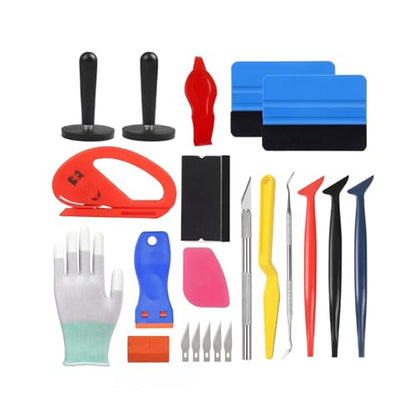 35PCS Car Window Tint Kits, Automotive Glass Protective Film Tinting Tool with Squeegee Cutting Knife, Vehicle Window Vinyl Wrapping Installation Tint Set, Universal Fit - size: 35PCS