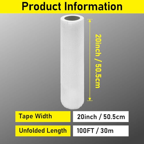 20" 100 Feet Drywall Joint Tape, Self-Adhesive Encrypted Fiberglass - size: 20" x 100ft