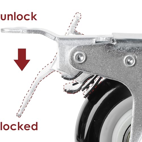 Finnhomy Caster Wheels Set of 4 with Brake 2 Inch Heavy Duty Plate Swivel Casters Premium PU Wheels for Furniture/Workbench Load Bearing 800 Lbs Lockable Anti-wear Smooth Casters Black (Free Screws) - style: 2" (with Brake)