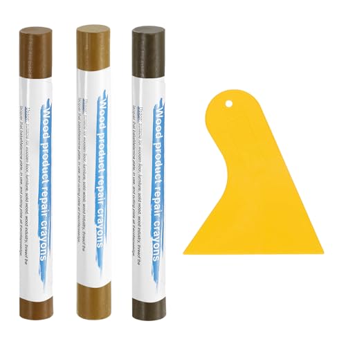 uxcell 3Pcs Wood Filler Sticks, Furniture Scratch Repair Wax Crayons Furniture Touch Up Markers Wood Repair Wax Kit with Spatula for Wood Furniture, 3 Colors Natural Gray Wood Series - color: Natural Gray Wood Series