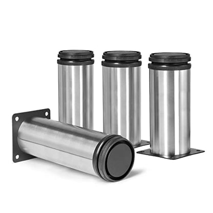 Stainless Steel Adjustable Furniture Legs 6 Inch - Silver - 4pcs - color: Silver, size: 6"