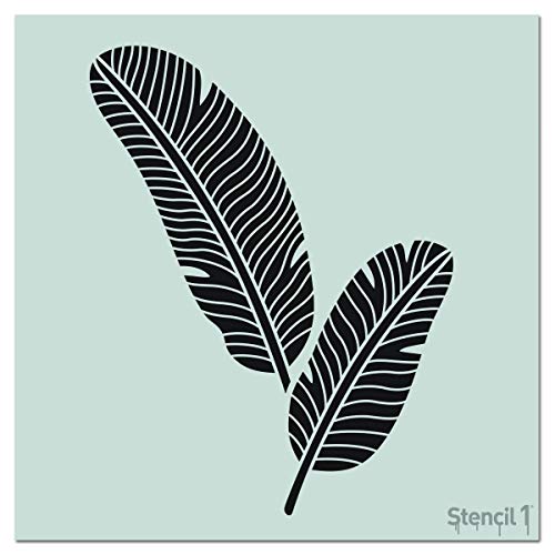Stencil1 Banana Leaves Stencil Reusable Premium Quality Mylar Stencils for Painting Walls, Fabric, Furniture, Crafts, Decor - Allover Wallpaper Effects - 11" x 11” - color: Banana Leaves Stencil