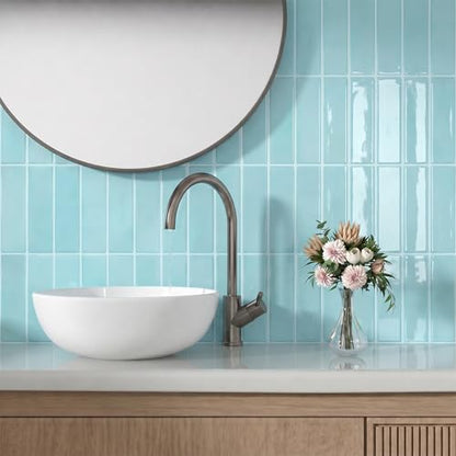 Peel and Stick Backsplash Tile for Kitchen, 10 Sheets, 11.42''x9'' - color: Lake Blue