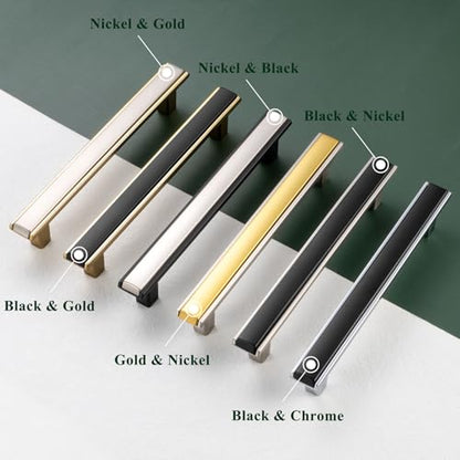 Black and Gold Cabinet Pulls Drawer Handles 6-1/4 Inch 5 Pack 2281 - color: Matte Black & Gold, size: 6-1/4 In Hole Distance, style: 5 Pack