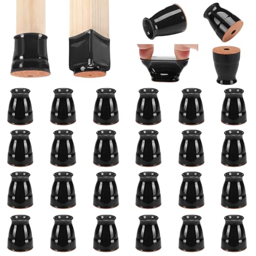 CHUNZEXI 24 Pack Silicone Chair Leg Floor Protectors for Hardwood Floors - color: Black-24pack, size: Universal XS