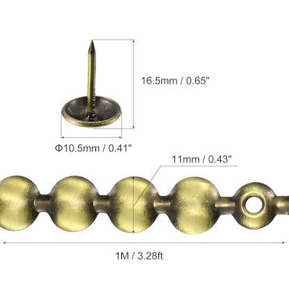 uxcell 2Pcs Upholstery Tacks Strips Nail Trims w/Nails 11mm Bronze - color: Bronze