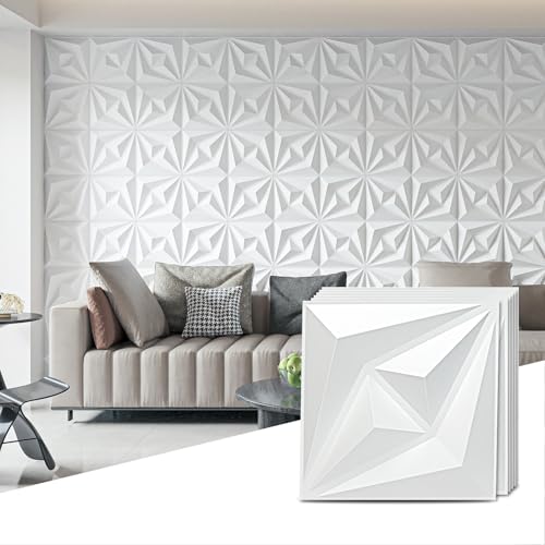 AMZDEPOT 3D Wall Panels, 12x12 Inch, 20 Pcs, White - color: White, size: 20 Pack