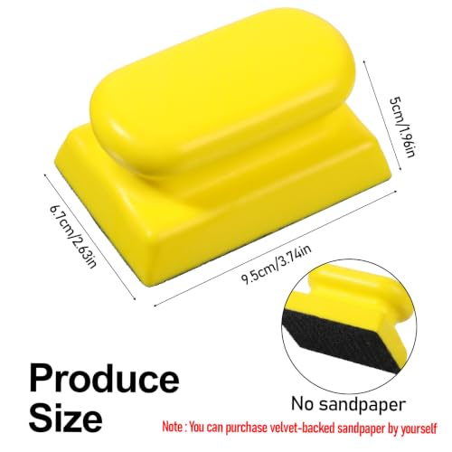 Hook and Loop Hand Sanding Block, Rectangle Shape Hand Sanding Block Pad for Wood Furniture Restoration, Sandpaper Holder Hook Backing, Ideal for Woodworking Automotive Body (Sandpaper Not Included)
