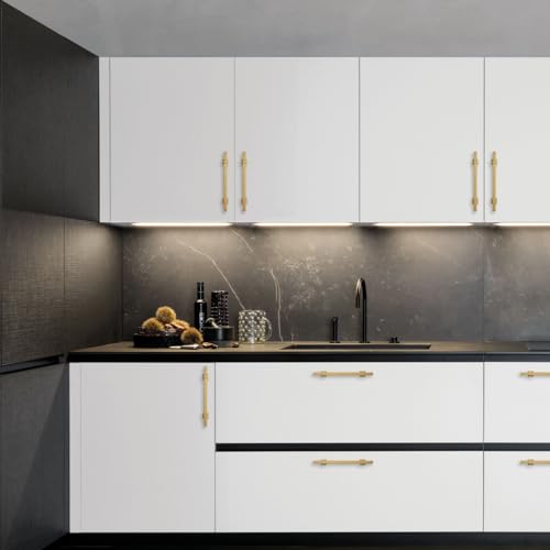 Brushed Brass Cabinet Handles Kitchen Pulls 5 Inch 10 Pack - color: Matte Gold, size: 5 Inch(128mm) Hole Center, style: 10 Pack Pull