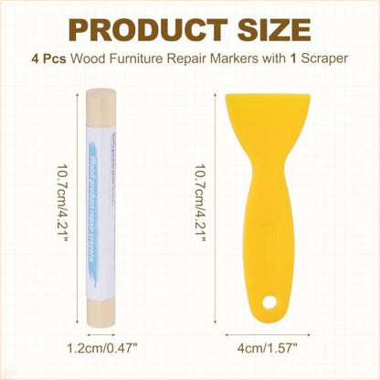 PATIKIL 4Pcs Wood Furniture Repair Markers with Scraper, Silver Oak - color: Silver Oak