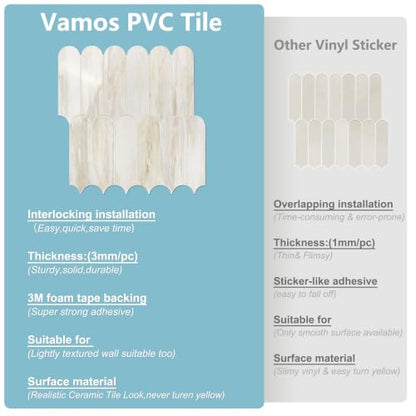 Vamos Tile Fish Scale Peel and Stick Backsplash Tile - color: Glossy Wood Marble Pinkish Grain