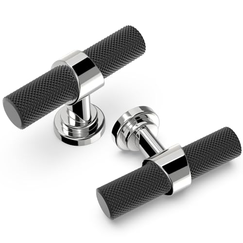 20 Pack Cabinet knurled Knobs Matte Black and Polished Chrome Kitchen Cabinet Knobs Aluminum and Zinc Alloy Drawer Pulls Solid Cabinet Hardware - color: Black and Polished Chrome, size: 1.38'' Diameter(35mm)