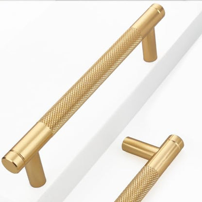 24 Pack 5 Inch 128 mm Bar Cabinet Pulls Gold Knurled Handles for Brushed Gold Drawer Pulls Cupboard Aluminum Handles Cabinet pull0820 (5 Inch, Set of 24, Gold) - color: Gold, size: 5 Inch
