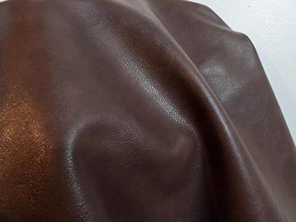 NAT Leathers Dark Brown Soft Faux Leather Fabric Sheet PU (Peta Approved Vegan) Sold by the Yard Synthetic Pleather 0.9 mm Nappa Soft Smooth Upholstery (Brown, BY THE Yard) - color: Brown, size: BY THE YARD