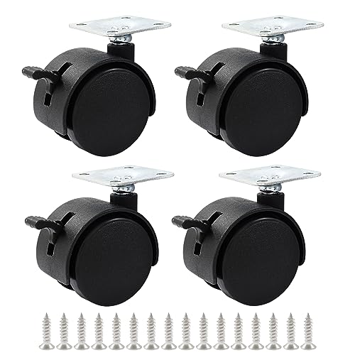 Murtenze 1.5 Inch Plastic Swivel Caster Wheels, 4Pcs, Black - style: 1.5 Inch Plate with Brake