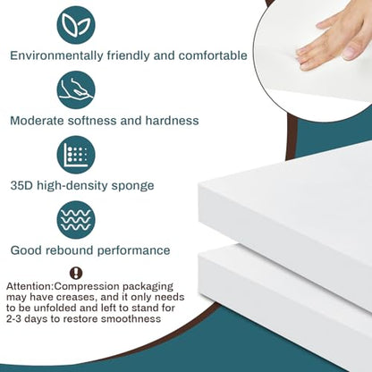 Frienda 2 Pack 3" x 17" x 17" Upholstery High Density Foam Square White - color: White, size: 3" X 17" X 17", style: Square