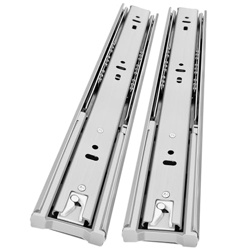 1 Pair 14 inch Soft Close Stainless Steel Drawer Slides Rails - color: Silver, size: 14 Inch