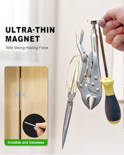 10 Pack Black Magnetic Door Catch, Ultra Thin Cabinet Door Magnets, Adhesive Drawer Magnets to Stay Closed, Stainless Steel Cabinet Latch Easy to Install with Double Sided Tape - size: 10 Sets - Black