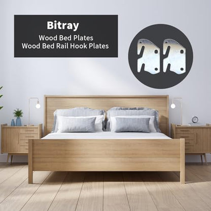 Bitray Wood Bed Plates Rail Hook Plates for Bed Frame Bracket Replacement - style: 4pcs
