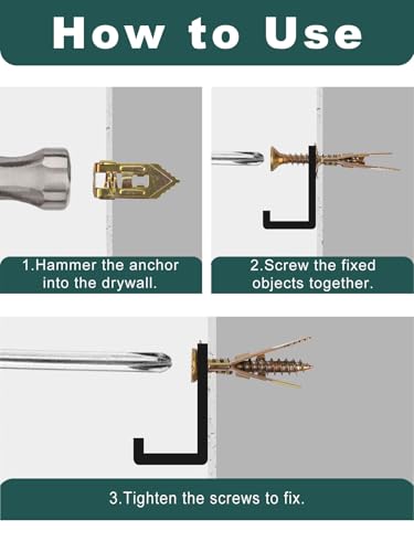 Self Drilling Drywall Anchors with Screws Kit 100Pcs- 50 Sheetrock Anchors 50 Zinc Expansion Screws New Upgraded Zinc Plated Steel No Drill or Holes in Wall,for Wall Hanging,Cabinets,Holds Up to 80LB - size: MDZT-100PCS