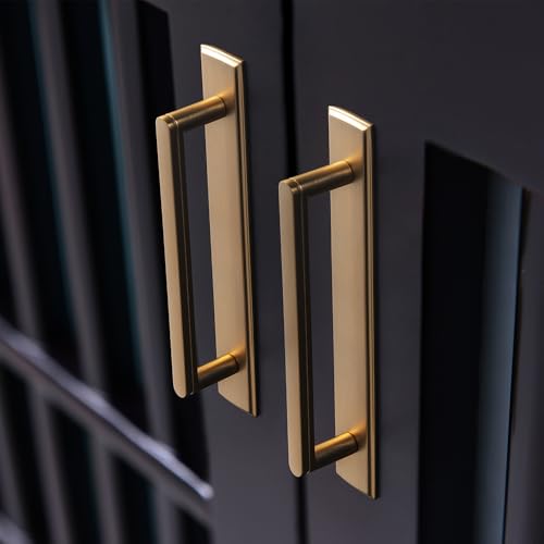 Goo-Ki 2 Pack 5'' Center to Center Champagne Bronze Cabinet Handles with Backplate Modern Kitchen Drawer Pulls with Subtle Curves - color: Champagne Bronze, size: 5" Center to Center