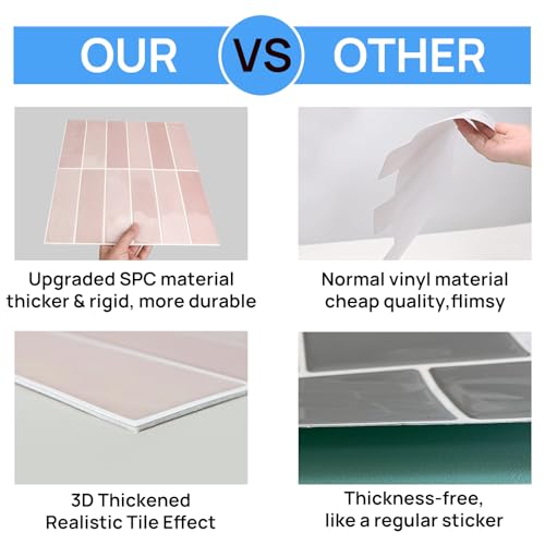 Peel and Stick Tile，New Upgrade Thicker Design Self Adhesive 12" x 12" Large Premium Peel and Stick Backsplash for Kitchen (Cinnamon). - color: Cinnamon