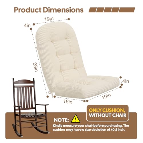 idee-home Rocking Chair Cushions Indoor, Glider Rocker Replacement Cushions - color: Beige, size: 28 X 19 X 4 In & 16 X 19 X 4 In