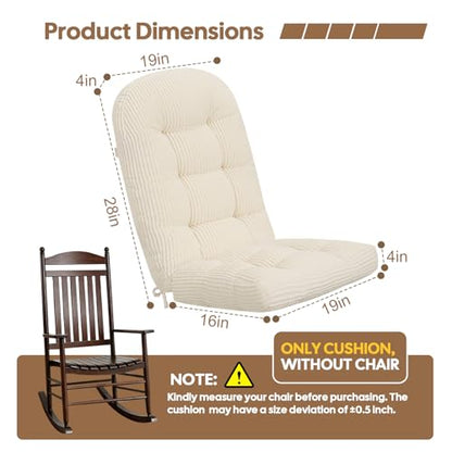 idee-home Rocking Chair Cushions Indoor, Glider Rocker Replacement Cushions - color: Beige, size: 28 X 19 X 4 In & 16 X 19 X 4 In