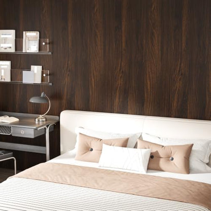 Brown Wood Wallpaper Peel and Stick Walnut Wood Contact Paper - color: Walnut Brown, size: 15.7" x 472"