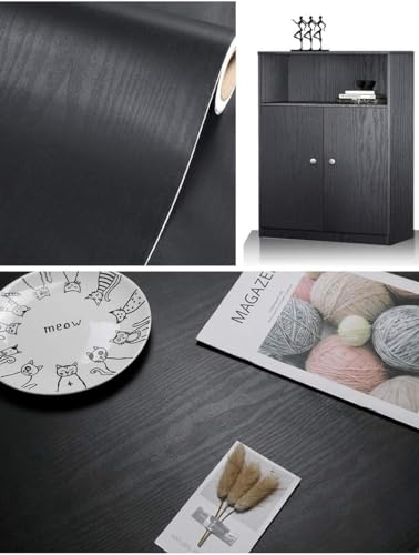 tiltil Black Wood Peel and Stick Wallpaper Wood Contact Paper 17.7" × 590" - size: 17.7" x 590"