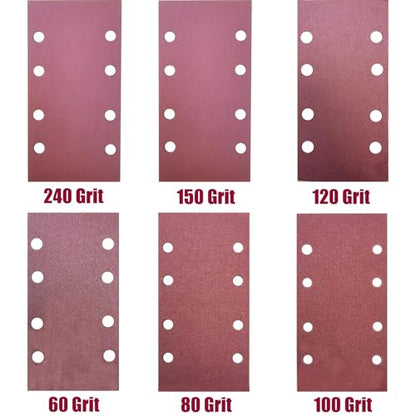 60 PCS Hook & Loop Sandpaper Sheets for 1/3 Sheet Sander – 60/80/100/120/150/240 Grit – Aluminum Oxide Sanding Paper for Wood, Metal, Paint & DIY Projects
