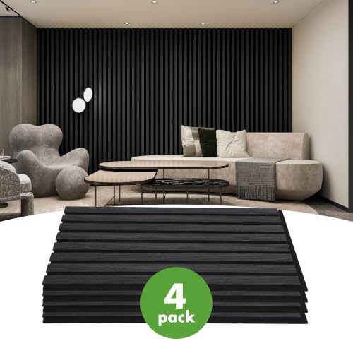 Art3d 12" x 24" Acoustic Wood Slat Wall Panel, 4pcs, 8 sq.ft, Grey Oak - color: Grey Oak, size: 12" x 24"