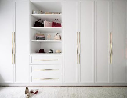 Goo-Ki Low Profile Brushed Brass Cabinet Pulls, Double Hole Centers (17.6''/18.9'') Zinc Alloy Handle for Drawer Cupboard Wardrobe,6 Packed - color: Brushed Brass, size: 17.6''/18.9'' Hole Center